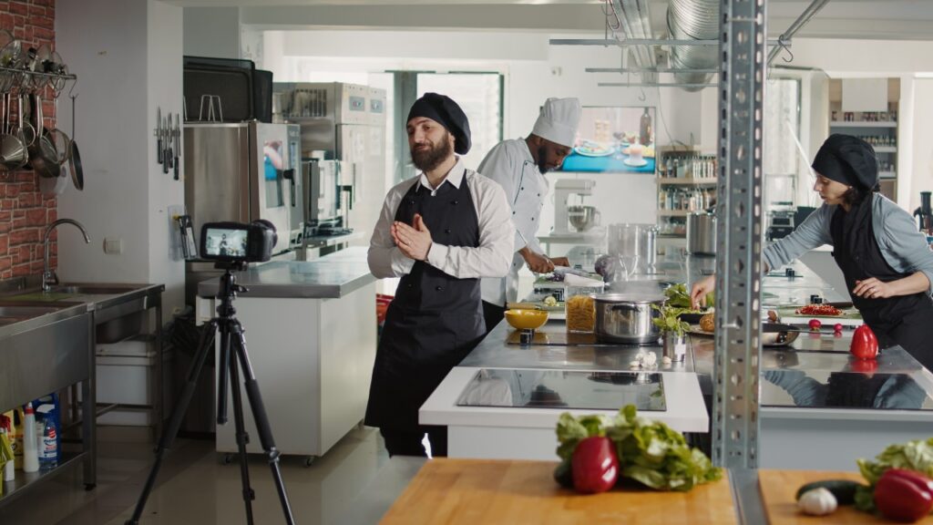 Restaurant filming a video