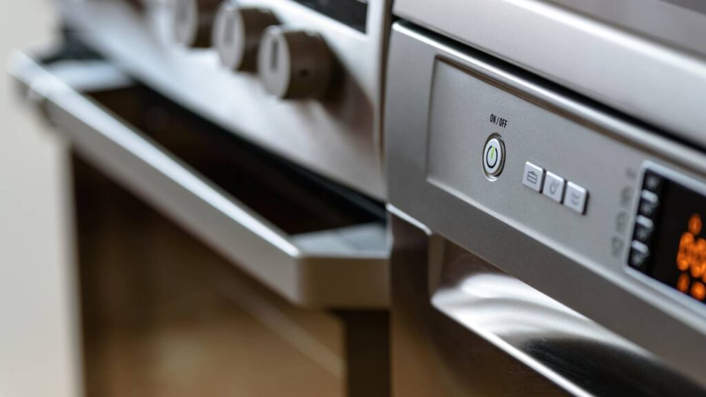 A close up view of a contemporary stove 